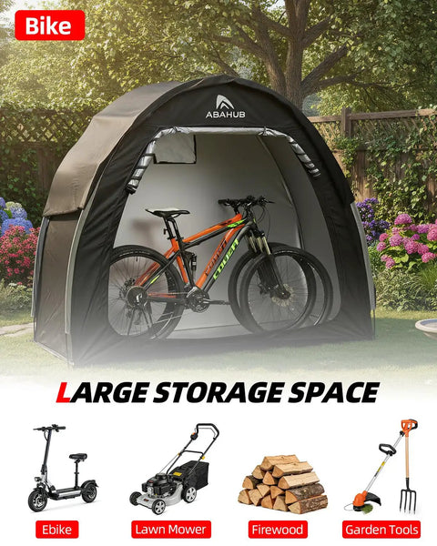 Portable Bike Storage Shed Tent for Outdoor Use Fits 1 to 2 Bicycles With Rain Cover Silver Coated Shield Waterproof PU4000