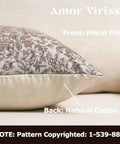 Floral Throw Pillow Covers 20x20 Set Of 2 Vintage Block Print Decorative Pillow Covers For Living Room And Sofa Red And Sand Cotton Farmhouse Cozy Accent No Inserts Included, front floral print and natural cotton back