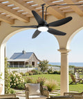 46 Inch Outdoor Ceiling Fan With Lights For Patio Gazebo IP65 Waterproof Remote Control 6 Speeds DC Motor Black Plug In