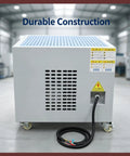 Heavy Duty Industrial Dust Collector And Welding Fume Extractor With Multi Stage Filtration System That Knocks The Dust Straight Out Of The Air 220V Workbench Rig, grey metal construction with flexible hose.