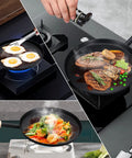 Preseasoned 8 Inch Frying Pan Skillet With Detachable Wooden Handle, Ultra Lightweight Griddle Pan For Camping And Indoor Outdoor Cooking, Black Finish For Backyard Sizzle And Easy Cleanup