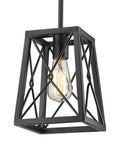 Farmhouse Pendant Light With Metal Wire Cage In Matte Black Vintage Geometric Hanging Lantern Style 1 Light Fixture For Kitchen Island Dining Room Restaurant Industrial Modern Pendant Lighting