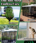 Four uses of a Two Pack Nearly Invisible Mosquito Net For Patio 13 By 10 Feet Mesh Screen: fruit trees, camping, umbrella, pet protection.