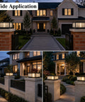 Level Up Your Curb Game With This Badass Outdoor Porch Lamp Post Light Featuring A Large Black Gate Column Pillar Design Built Tough For Weatherproof Pathway Vibes Classic Carriage Styling on landscaped driveway.