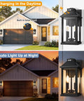 Rock Solid Solar Porch Light Outside With Smart Motion Sensor And Dusk To Dawn Auto Switch For Waterproof Garage Yard Gate And Front Door Security Zero Hassle Upkeep Outdoor Pathway Lamp during day and night
