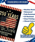 Celebrating 250th Anniversary USA Garden Flag For Outdoor Display Double Sided Waterproof Patriotic Yard Sign With Stars And Stripes 1776 2026 Semiquincentennial 4th Of July Decor showing premium fabric features with American flag design