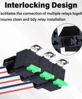 3 Piece 12V Fuse Relay Harness Set with Built In 30A Blade Fuse, 4 Pin SPST Automotive Relays, Heavy Duty 14 AWG Wiring