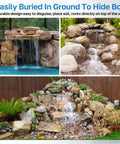 Pond Waterfall Spillway Kit With 1200GPH Pump, 10 Ft Corrugated Tubing, Filter Media, and Spillway for Outdoor Pondless Waterfall