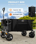 Heavy Duty Collapsible Wagon Cart With Big Wheels For Sand And Trails, foldable beach wagon with side pocket and brakes