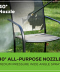 Compact Electric Pressure Washer 1600 PSI 1.2 GPM cleaning a mesh chair with 40-degree nozzle for patios and decks