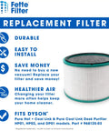Two Pack Premium 360 Degree Glass Filter For Dyson HP01 HP02 DP01 DP02 Pure Hot Cool Link Desk Air Purifying System Replacement Part 968125 03 96812503 visible with features highlighted