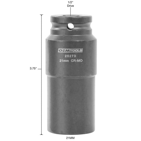 21mm Crank Bolt Socket For Stubborn Bolts, Half Inch Drive Impact Socket, Heavy Duty Harmonic Balancer, Six Point Deep Design