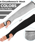 Level 5 Cut Resistant Arm Sleeves With Thumb Hole 18 Inch Long For Gardening And Farm Work 6 Pairs Black And Gray