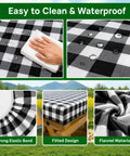 Waterproof Fitted Picnic Table Cover Set For Six Foot Tables With Elastic Edges Includes Bench Covers 72 By 30 Inch Tablecloth And 12