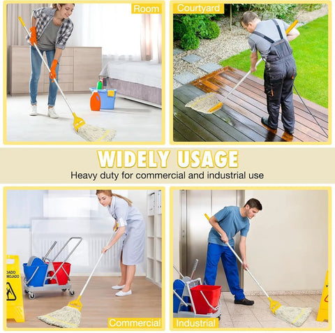 Looped End Commercial Mop Replacement Head 2 Pack Heavy Duty String Wet Refill For Industrial Floor Cleaning Universal Fit