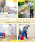 Image showcasing 60 Inch Heavy Duty Mop Handle Featuring Upgraded Loop End Clamp And Smooth Grip used in various cleaning scenarios.