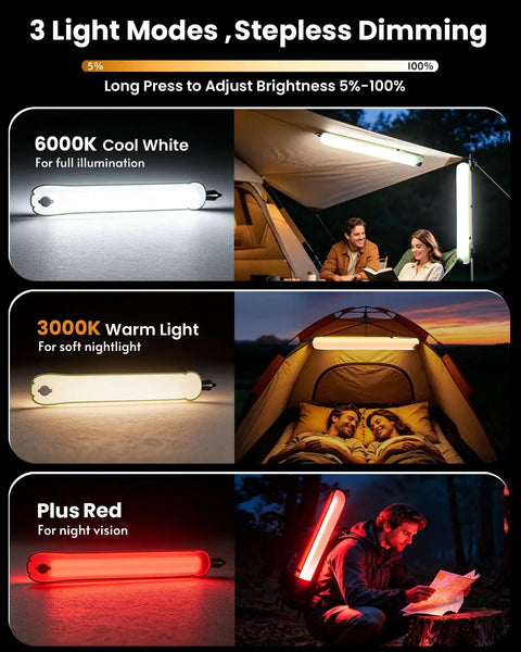 Inflatable 24 Inch Solar Camping Lantern Must Have With Magnetic LED Tube Light USB C 4000mAh Phone Charger IP66 Waterproof