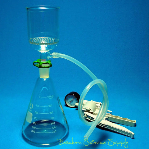 Suction Filtration Kit 1000ml With 250ml Buchner Funnel And 1L Glass Erlenmeyer Flask With Handle Vacuum Pump 24/40 Ground Joint