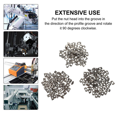 180Pcs Heavy Lifter Hammer Head T Slot Nuts For Aluminum Profiles Sure Grip Fasteners featured in robotic assembly applications.