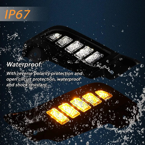 Full LED DRL Lens Front Headlight Side Marker Bumper Light Kit For 2012 2015 Toyota Tacoma, waterproof, white and amber light.