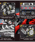 8 Cylinder Visible Engine Kit With App Controls, transparent housing, piston motion, luminous tubes, car engine model parts
