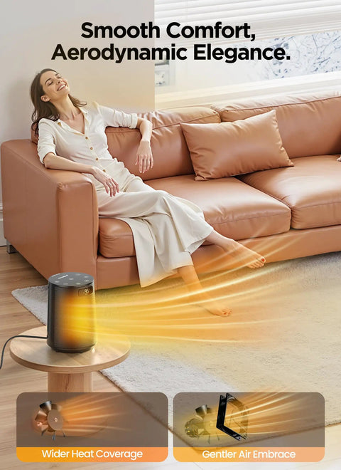 Portable Electric Space Heater With Remote Thermostat 70 Degree Oscillation Digital Display 12 Hour Timer 1500W PTC Ceramic