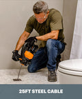 Man using Nitro 20V Cordless Drain Auger With 25 Ft Cable That Clears Clogs Up To Two Inches In Toilets Sinks Bathtubs And Downspouts Tool Only Power Share Ready For No Sweat Fast DIY Home Fixes in bathroom