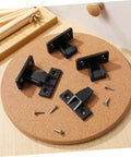 Straight Fire Quality Push On Fittings 10 Piece Quick Snap Connectors on cork surface with screws for cabinet assembly.