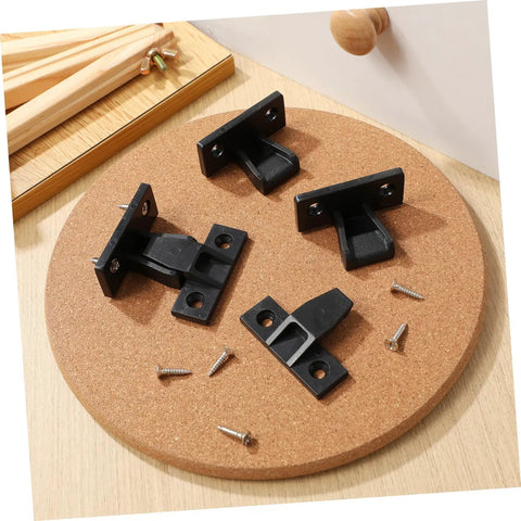 Straight Fire Quality Push On Fittings 10 Piece Quick Snap Connectors on cork surface with screws for cabinet assembly.