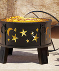 26 Inch Outdoor Fire Pit With Grill, Mesh Spark Screen And Poker, Rust Resistant Powder Coated Steel, 4 Leg Stable Design