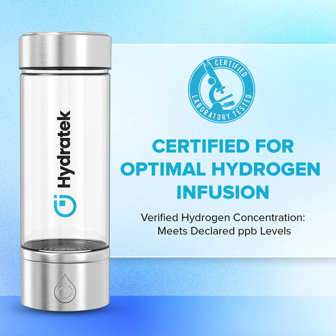 Portable Hydrogen Water Bottle With SPE PEM Tech Ionized Water On The Go 420 Ml, lab-tested certification feature