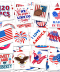 120 PCS USA flag temporary tattoos for 4th Of July Women Outfit Set with fireworks, eagle, Statue of Liberty, patriotic symbols