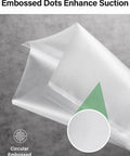 Close-up of 11 Inch By 150 Foot Vacuum Sealer Bags Roll With Cutter Dispenser, BPA Free Commercial Grade Food Storage Bags With embossed dots.