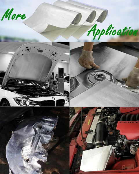 Automotive Heat Shield Heavy Duty 12 By 12 Inch Aluminum Backed Aluminized Fiberglass Insulation Reflective Barrier applications