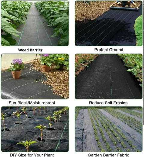 Heavy Duty Weed Barrier Landscape Fabric 3.2 Oz Ground Cover 1.4 Ft By 50 Ft Durable Weed Mat installed in gardens and flower beds