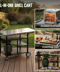 Stainless Steel Grill Cart And Pizza Oven Table With Wheels For Infrared Grills Universal Outdoor BBQ Station Built To Last Fits Ooni Ninja Gozney And More Sturdy Prep Surface With Ample Storage Shelf And Mobility