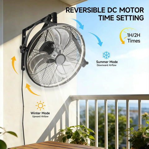20 Inch Wall Mount Fan With Lights And Dimmable Illumination, 6 Speed High Velocity, 360 Degree Tilt near outdoor patio