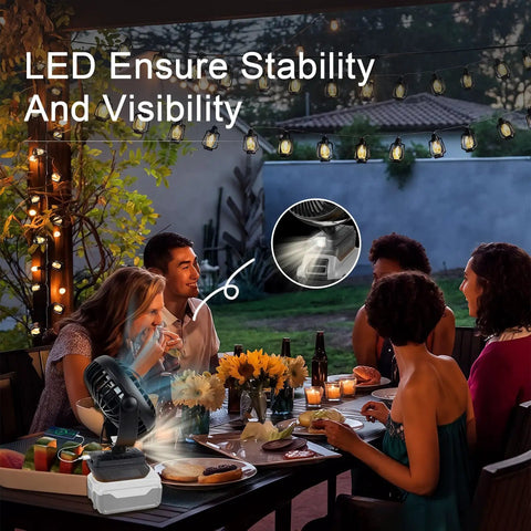 Cordless Jobsite Fan Compatible With DeWalt 20V Batteries Portable Brushless Motor Cooling Fan in outdoor dinner setting