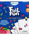 Foil Fun Letter And Number Sticker Set For Mess Free Arts And Crafts Projects packaging, showing colorful stickers and foil sheets