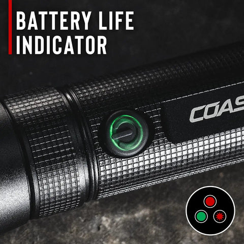 G60R 1000 Lumen Waterproof Rechargeable LED Flashlight Two Pack With Twist Focus Optic power button and battery indicator