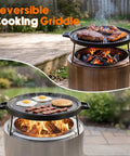 Cast Iron Griddle Pan For Solo Stove Ranger Fire Pit 14 Inch Cooking Surface Double Sided Reversible Grill With Detachable Legs