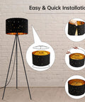 Tripod Floor Lamp With 8W LED Bulb Mid Century Style Standing Lamp Decorative Fabric Shade and installation guide