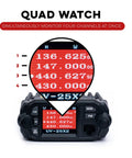UV-25X2 Second Gen Mini 25 Watt Dual Band Base Station Radio showing quad watch feature on screen.