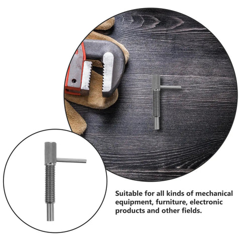Top Notch Retractable Indexing Plunger Pin Made From Heavy Duty Stainless Steel With A Spring Loaded Latch And M8 Thread sitting on a wooden surface.