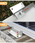 Two views of Solar Panel Mounting Z Brackets Set Lightweight Aluminum Corrosion Resistant 16 Pack for RVs, with bolts on wood.