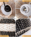 Rattan Pendant Light For Kitchen Island Handwoven Lampshade Hanging Light Fixture, Eco Friendly Wicker Chandelier Details
