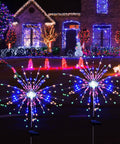 Must Have Outdoor Solar Firework Stake Lights With 120 LEDs Waterproof 2 Pack Sparklers in a festive garden setting