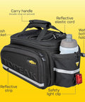 MTX 2.0 TrunkBag DXP with expandable panniers, mesh pocket, water bottle holder, 22.6L capacity, 600D polyester, yellow background