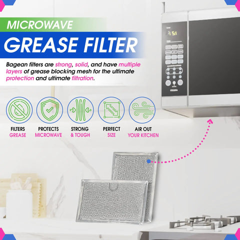 Over The Range Microwave Vent Filter 5.12 Inch By 7.64 Inch Aluminum Mesh Grease Filter For Frigidaire 5304464105 And GE WB06X10608 Two Pack Fits Microwave Hood Vent Fan Air Intake