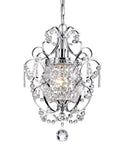 Crystal Mini Chandelier Lighting 1 Light Chrome Iron Ceiling Fixture For Small Spaces Dope Sparkle With Modern Shine Easy Install